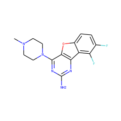 CN1CCN(c2nc(N)nc3c2oc2ccc(F)c(F)c23)CC1 ZINC000073196913