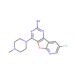 CN1CCN(c2nc(N)nc3c2oc2ncc(Cl)cc23)CC1 ZINC000073170212