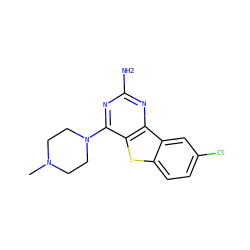 CN1CCN(c2nc(N)nc3c2sc2ccc(Cl)cc23)CC1 ZINC000072318103