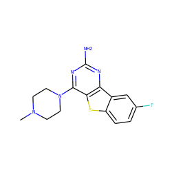 CN1CCN(c2nc(N)nc3c2sc2ccc(F)cc23)CC1 ZINC000073168482