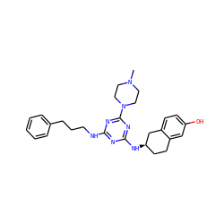 CN1CCN(c2nc(NCCCc3ccccc3)nc(N[C@@H]3CCc4cc(O)ccc4C3)n2)CC1 ZINC000013492553