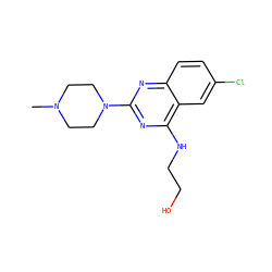 CN1CCN(c2nc(NCCO)c3cc(Cl)ccc3n2)CC1 ZINC000040950286