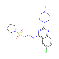 CN1CCN(c2nc(NCCS(=O)(=O)N3CCCC3)c3cc(Cl)ccc3n2)CC1 ZINC000045339213