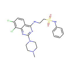 CN1CCN(c2nc(NCCS(=O)(=O)Nc3ccccc3)c3ccc(Cl)c(Cl)c3n2)CC1 ZINC000045371287