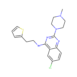 CN1CCN(c2nc(NCCc3cccs3)c3cc(Cl)ccc3n2)CC1 ZINC000040380445