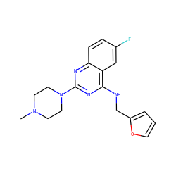 CN1CCN(c2nc(NCc3ccco3)c3cc(F)ccc3n2)CC1 ZINC000096903431