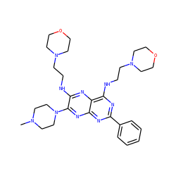 CN1CCN(c2nc3nc(-c4ccccc4)nc(NCCN4CCOCC4)c3nc2NCCN2CCOCC2)CC1 ZINC000142871279
