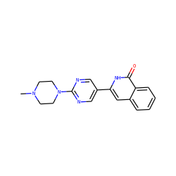 CN1CCN(c2ncc(-c3cc4ccccc4c(=O)[nH]3)cn2)CC1 ZINC001772606168