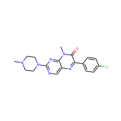CN1CCN(c2ncc3nc(-c4ccc(Cl)cc4)c(=O)n(C)c3n2)CC1 ZINC000004238937
