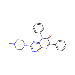 CN1CCN(c2ncc3nc(-c4ccccc4)c(=O)n(-c4ccccc4)c3n2)CC1 ZINC000004238493