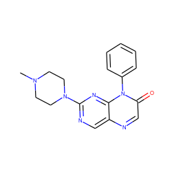 CN1CCN(c2ncc3ncc(=O)n(-c4ccccc4)c3n2)CC1 ZINC000004238664