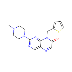 CN1CCN(c2ncc3ncc(=O)n(Cc4cccs4)c3n2)CC1 ZINC000004238394