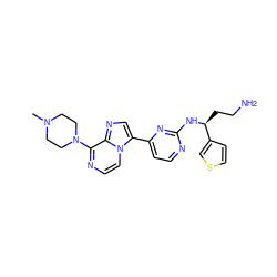 CN1CCN(c2nccn3c(-c4ccnc(N[C@@H](CCN)c5ccsc5)n4)cnc23)CC1 ZINC000169701252