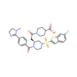 CN1CCN=C1c1ccc(C(=O)N2CCN(S(=O)(=O)c3cc4ccc(Cl)cc4s3)C[C@@H]2CC(=O)N2CCC(C(=O)O)CC2)cc1 ZINC000026186448