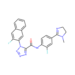 CN1CCN=C1c1ccc(NC(=O)c2nnnn2-c2cc3ccccc3cc2F)c(F)c1 ZINC000028234383