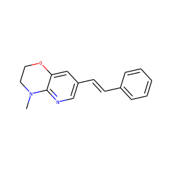 CN1CCOc2cc(/C=C/c3ccccc3)cnc21 ZINC000066077437