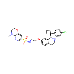 CN1CCOc2cc(S(=O)(=O)NCCOc3ccc4c(c3)[C@@H](C3(c5ccc(Cl)cc5)CCC3)NCC4)cnc21 ZINC000114980479