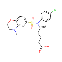 CN1CCOc2ccc(S(=O)(=O)n3c(CCCC(=O)O)cc4cc(Cl)ccc43)cc21 ZINC001772609529