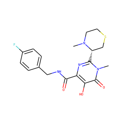 CN1CCSC[C@@H]1c1nc(C(=O)NCc2ccc(F)cc2)c(O)c(=O)n1C ZINC000014979238