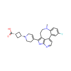 CN1CCc2c(C3=CCN([C@H]4C[C@@H](C(=O)O)C4)CC3)[nH]c3nccc(c23)-c2cc(F)ccc21 ZINC001772579835