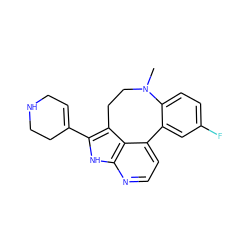 CN1CCc2c(C3=CCNCC3)[nH]c3nccc(c23)-c2cc(F)ccc21 ZINC001772580131
