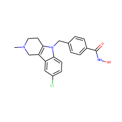 CN1CCc2c(c3cc(Cl)ccc3n2Cc2ccc(C(=O)NO)cc2)C1 ZINC000084587219