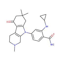 CN1CCc2c3c(n(-c4ccc(C(N)=O)c(NC5CC5)c4)c2C1)CC(C)(C)CC3=O ZINC000169307799