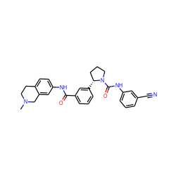 CN1CCc2ccc(NC(=O)c3cccc([C@@H]4CCCN4C(=O)Nc4cccc(C#N)c4)c3)cc2C1 ZINC000199994697