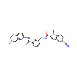 CN1CCc2ccc(NC(=O)c3cccc(CNC(=O)c4cc5cc(C#N)ccc5n4C)c3)cc2C1 ZINC000167961304