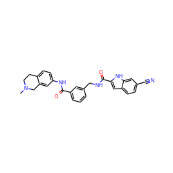 CN1CCc2ccc(NC(=O)c3cccc(CNC(=O)c4cc5ccc(C#N)cc5[nH]4)c3)cc2C1 ZINC000167956193