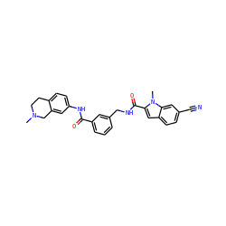 CN1CCc2ccc(NC(=O)c3cccc(CNC(=O)c4cc5ccc(C#N)cc5n4C)c3)cc2C1 ZINC000167961037