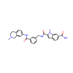 CN1CCc2ccc(NC(=O)c3cccc(CNC(=O)c4cc5ccc(C(N)=O)cc5n4C)c3)cc2C1 ZINC000167960068