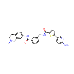 CN1CCc2ccc(NC(=O)c3cccc(CNC(=O)c4ccc(-c5ccc(N)nc5)s4)c3)cc2C1 ZINC000167971922