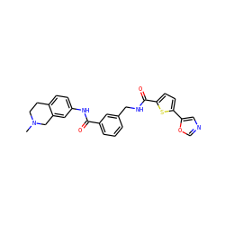 CN1CCc2ccc(NC(=O)c3cccc(CNC(=O)c4ccc(-c5cnco5)s4)c3)cc2C1 ZINC000167957620
