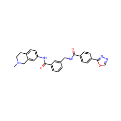 CN1CCc2ccc(NC(=O)c3cccc(CNC(=O)c4ccc(-c5nnco5)cc4)c3)cc2C1 ZINC000167969294