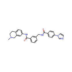 CN1CCc2ccc(NC(=O)c3cccc(CNC(=O)c4ccc(-n5ccnc5)cc4)c3)cc2C1 ZINC000167954534