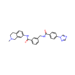 CN1CCc2ccc(NC(=O)c3cccc(CNC(=O)c4ccc(-n5cncn5)cc4)c3)cc2C1 ZINC000113584436