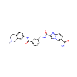CN1CCc2ccc(NC(=O)c3cccc(CNC(=O)c4cn5cc(C(N)=O)ccc5n4)c3)cc2C1 ZINC000167952324