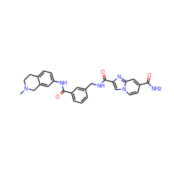 CN1CCc2ccc(NC(=O)c3cccc(CNC(=O)c4cn5ccc(C(N)=O)cc5n4)c3)cc2C1 ZINC000167955930