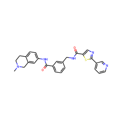 CN1CCc2ccc(NC(=O)c3cccc(CNC(=O)c4cnc(-c5cccnc5)s4)c3)cc2C1 ZINC000167973719