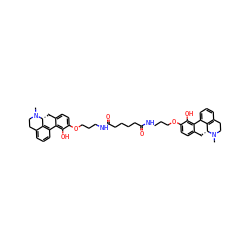 CN1CCc2cccc3c2[C@H]1Cc1ccc(OCCCNC(=O)CCCCC(=O)NCCCOc2ccc4c(c2O)-c2cccc5c2[C@@H](C4)N(C)CC5)c(O)c1-3 ZINC000150523067