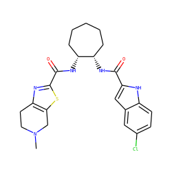 CN1CCc2nc(C(=O)N[C@@H]3CCCCC[C@@H]3NC(=O)c3cc4cc(Cl)ccc4[nH]3)sc2C1 ZINC000028948627