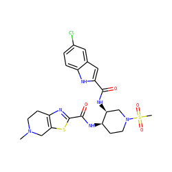 CN1CCc2nc(C(=O)N[C@@H]3CCN(S(C)(=O)=O)C[C@@H]3NC(=O)c3cc4cc(Cl)ccc4[nH]3)sc2C1 ZINC000029128486