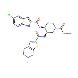 CN1CCc2nc(C(=O)N[C@@H]3CN(C(=O)CO)CC[C@@H]3NC(=O)c3cc4cc(Cl)ccc4[nH]3)sc2C1 ZINC000029128440