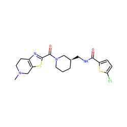 CN1CCc2nc(C(=O)N3CCC[C@H](CNC(=O)c4ccc(Cl)s4)C3)sc2C1 ZINC000066073869