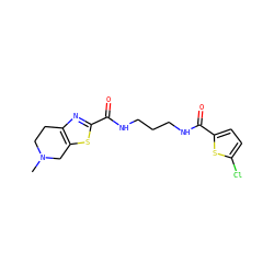 CN1CCc2nc(C(=O)NCCCNC(=O)c3ccc(Cl)s3)sc2C1 ZINC000066099995