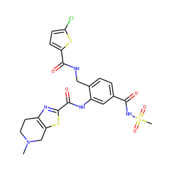CN1CCc2nc(C(=O)Nc3cc(C(=O)NS(C)(=O)=O)ccc3CNC(=O)c3ccc(Cl)s3)sc2C1 ZINC000073167438