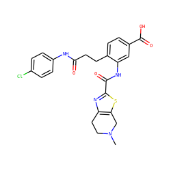 CN1CCc2nc(C(=O)Nc3cc(C(=O)O)ccc3CCC(=O)Nc3ccc(Cl)cc3)sc2C1 ZINC000073163704