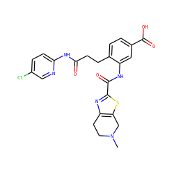 CN1CCc2nc(C(=O)Nc3cc(C(=O)O)ccc3CCC(=O)Nc3ccc(Cl)cn3)sc2C1 ZINC000073163707