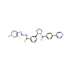 CN1CCc2nc(NC(=O)c3cccc([C@H]4CCCN4C(=O)c4ccc(-c5ccncc5)cc4)c3)sc2C1 ZINC000220423579